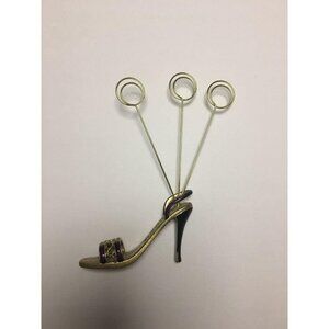 High-Heel Shoe Design Gold & Purple Metal Photo Holder